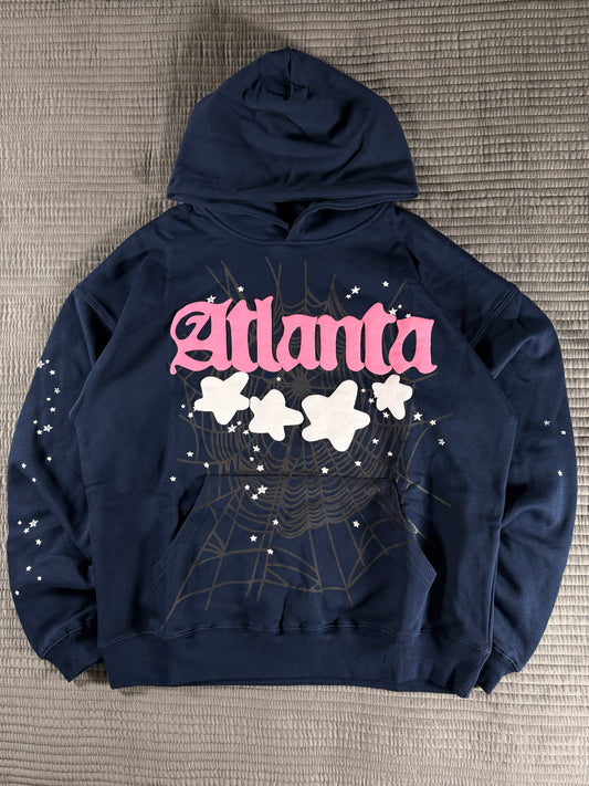 SP5DER “Atlanta Stars” Hoodie – Navy / Pink (Authentic 2023 Edition)