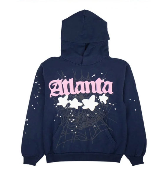SP5DER “Atlanta Stars” Hoodie – Navy / Pink (Authentic 2023 Edition)