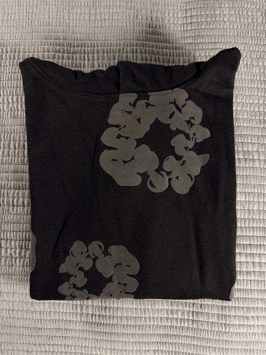 Denim Tears Mono Cotton Wreath Hoodie – Black on Black (Authentic SS25 Edition)
